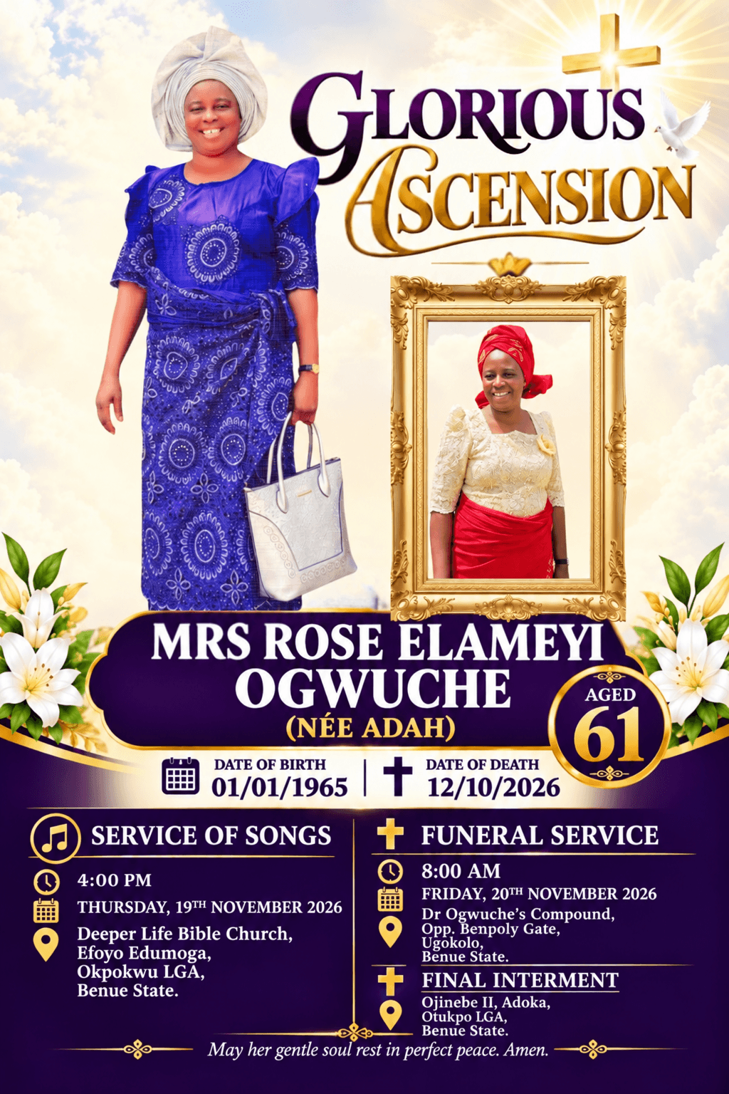 Mrs Rose Elameyi Ogwuche (Née Adah)